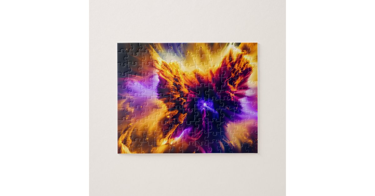 Cosmic Bright Colors in Nebula Exploding in Space Jigsaw Puzzle | Zazzle