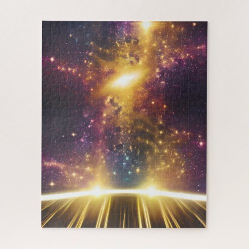 Cosmic bright star infusion outer space landscape jigsaw puzzle