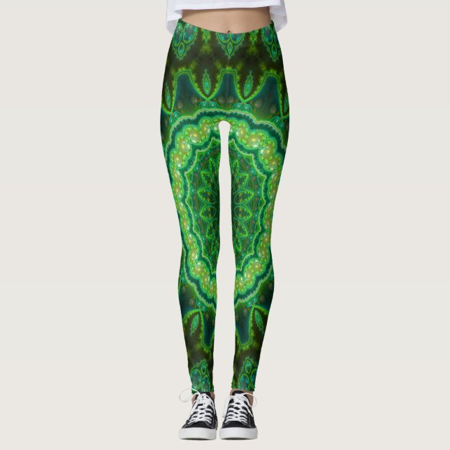 Cosmic Broccoli Black Light Rave Leggings (Front)