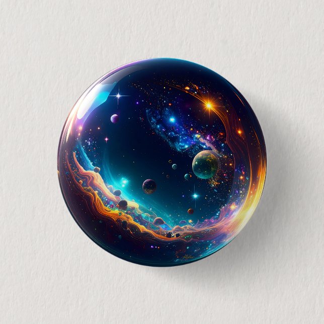Cosmic Bubble Galaxy Fantasy Art Button (Front)