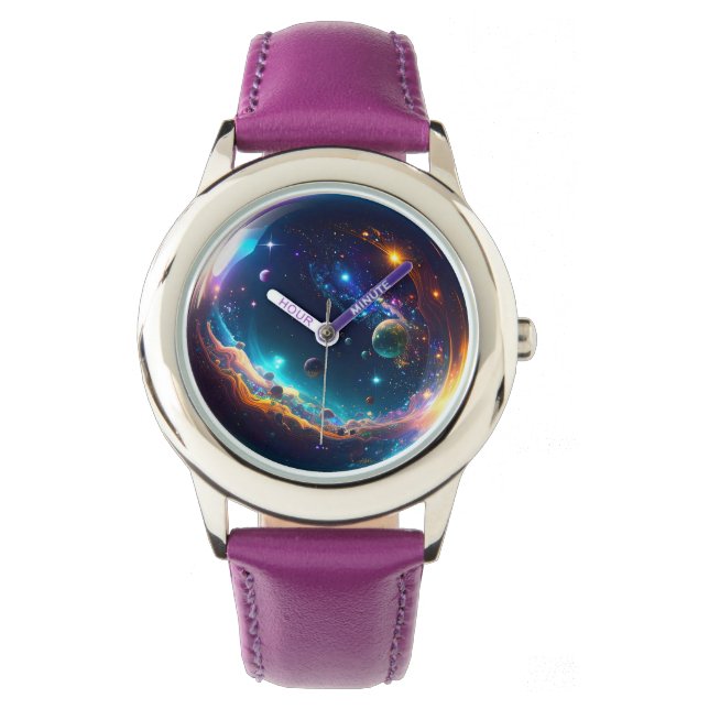 Cosmic Bubble Galaxy Fantasy Art Watch (Front)