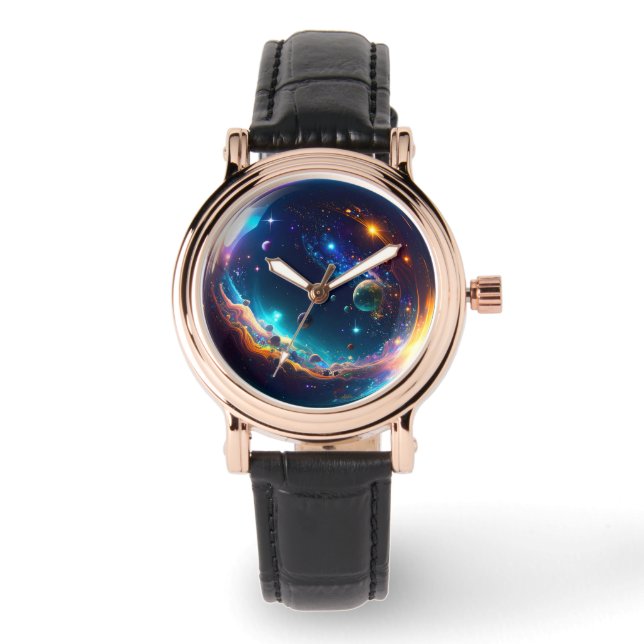 Cosmic Bubble Galaxy Fantasy Art Watch (Front)