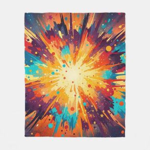 Cosmic Burst Abstract Splatter Art Fleece Blanket