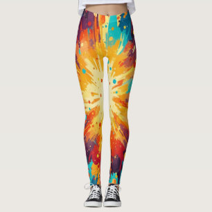 Cosmic Burst Abstract Splatter Art Leggings