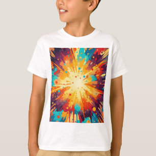 Cosmic Burst Abstract Splatter Art T-Shirt