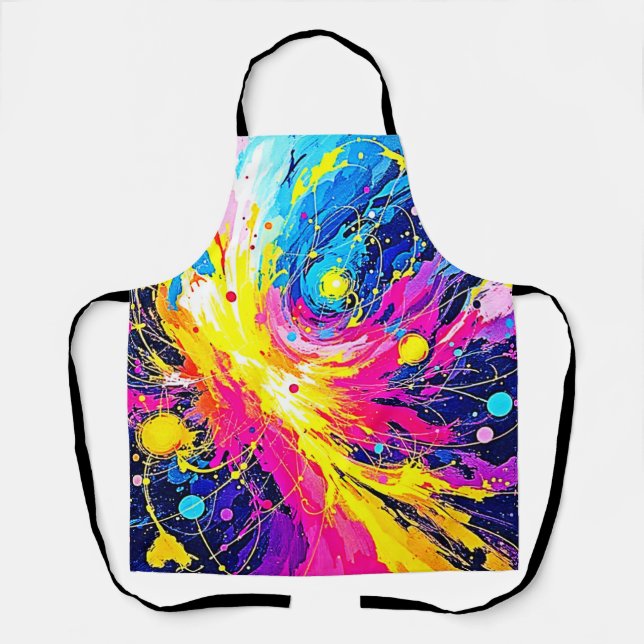 Cosmic Burst: Vibrant Splatter Art Apron (Front)