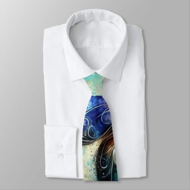 Cosmic Butterfly Fantasy Artwork Neck Tie (Tied)