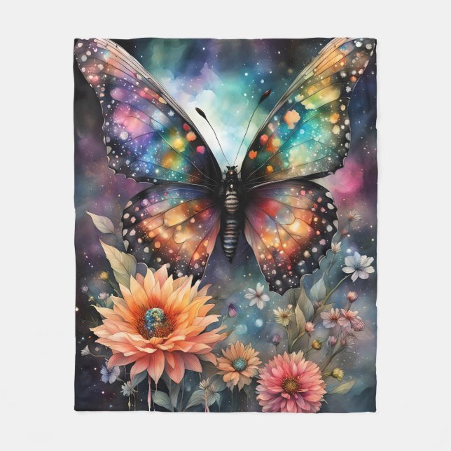 Cosmic Butterfly Fleece Blanket (Front)