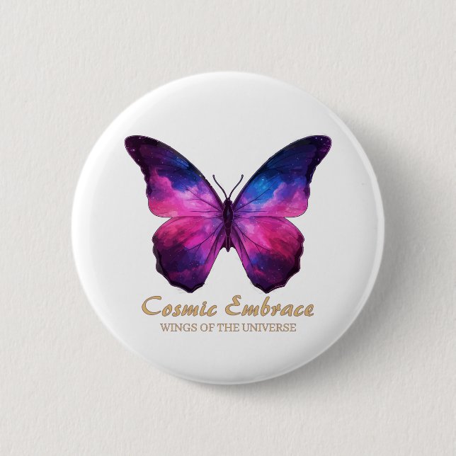 Cosmic Butterfly Galaxy Wings Button (Front)