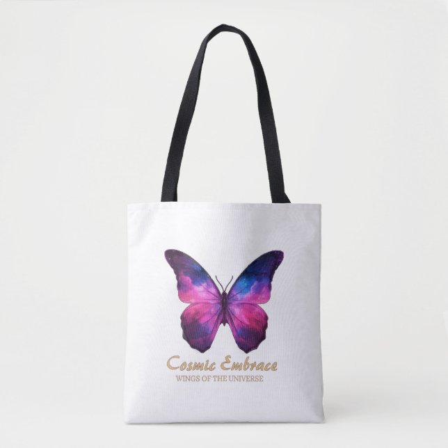 Cosmic Butterfly Galaxy Wings Tote Bag (Front)