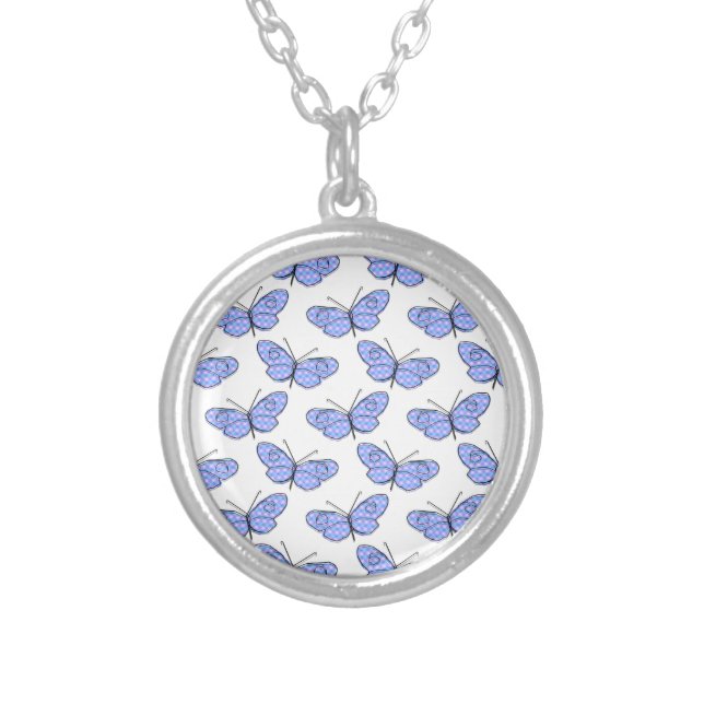 Cosmic Butterfly Pattern Silver Plated Necklace (Front)