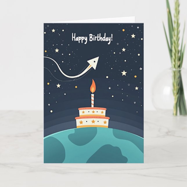 Cosmic Cake Birthday Card (Front)