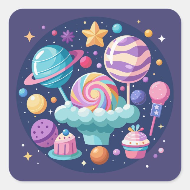 Cosmic Candy Wonderland Square Sticker (Front)