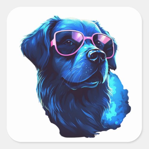 Cosmic Canine Cool Square Sticker