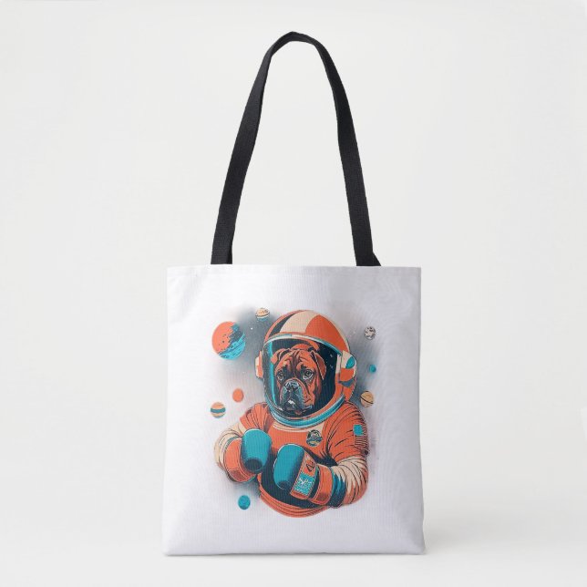 Cosmic Canine The Astronaut Boxer    Tote Bag (Front)