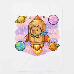 Cosmic Capybara Explorer Baby Blanket