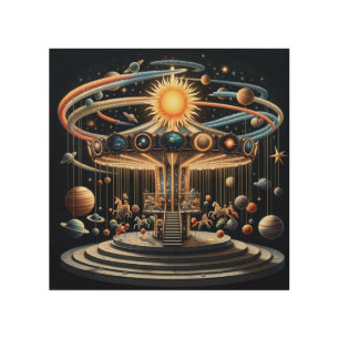 Cosmic Carousel Wood Wall Art