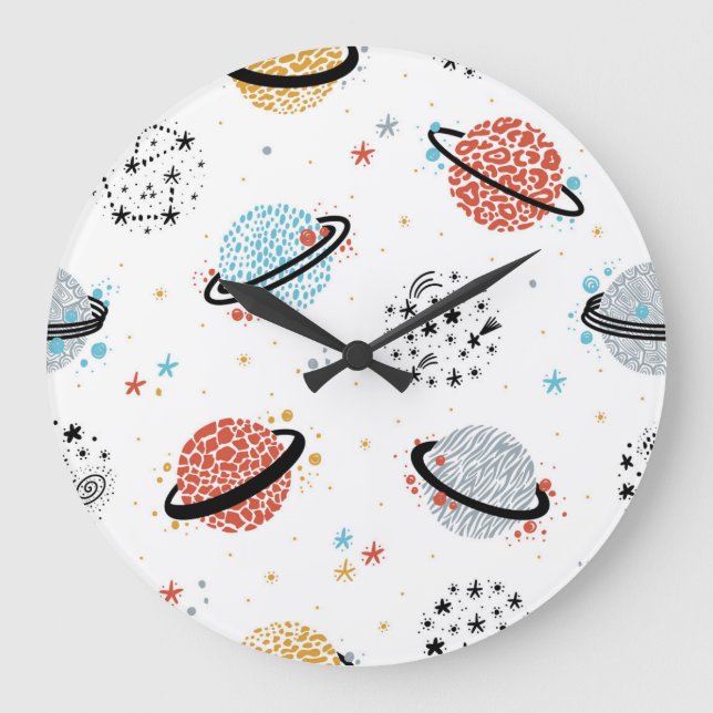 Cosmic Cartoons: Vintage Space Wonders Large Clock (Front)