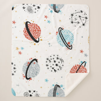 Cosmic Cartoons: Vintage Space Wonders Sherpa Blanket