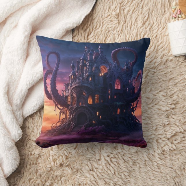 Cosmic Castle from Aeons Long Past Throw Pillow (Blanket)
