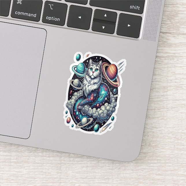 Cosmic Cat A Celestial Adventure Sticker (Detail)