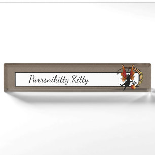 Cosmic Cat Acorn Desk Name Plate