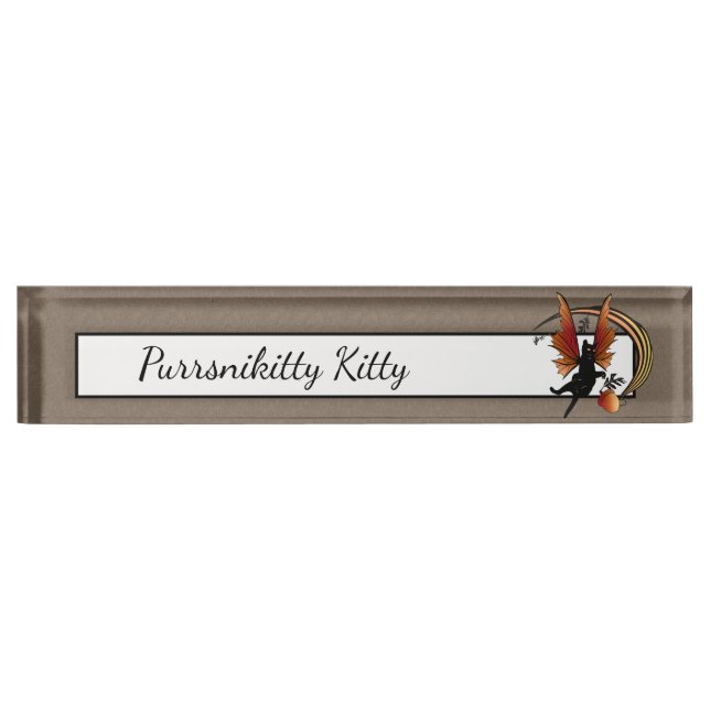 Cosmic Cat Acorn Desk Name Plate (Front)