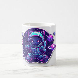 Cosmic Cat Astronaut – Neon Space Explorer Coffee  Mug