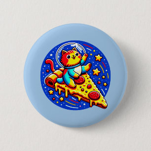 Cosmic Cat Astronaut - Pizza Galaxy Adventure Button