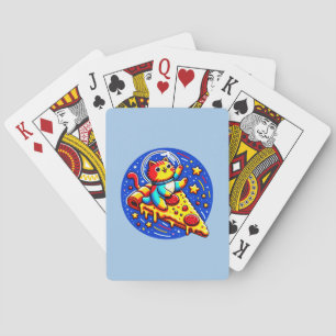 Cosmic Cat Astronaut - Pizza Galaxy Adventure Poker Cards