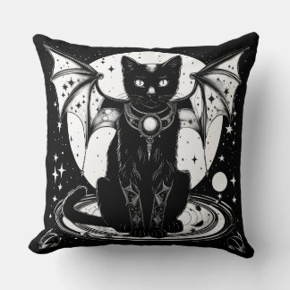 Cosmic Cat Bat Cat I Throw Pillow