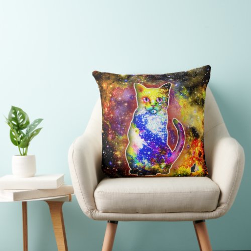 Cosmic Cat Beta Throw Pillow