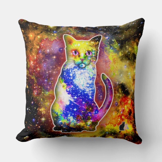 Cosmic Cat Beta Throw Pillow (Front)