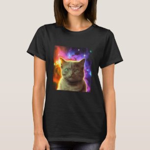 Cosmic Cat Cat Kitten in Outer Space Design T-Shirt