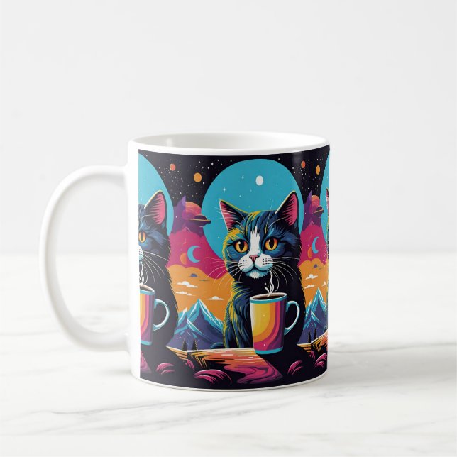 Cosmic Cat Coffee Coffee Mug (Left)