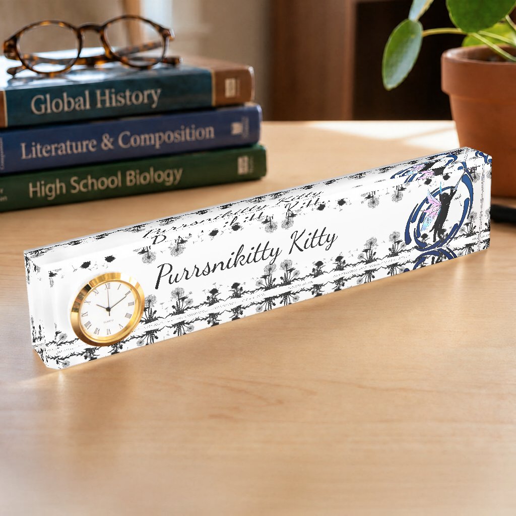 Cosmic Cat Dandelion Desk Nameplate