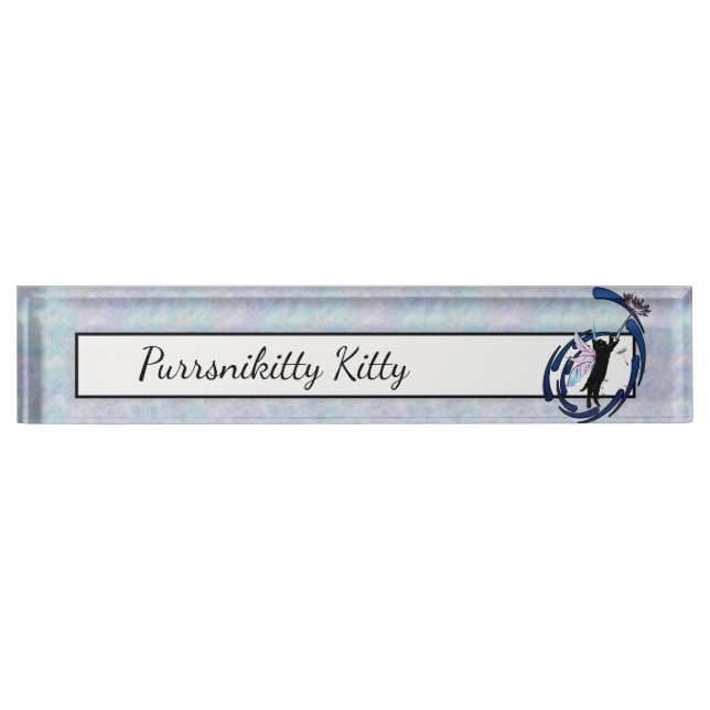 Cosmic Cat Dandelion Desk Name Plate (Front)