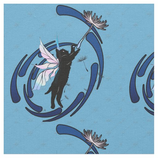 Cosmic Cat Dandelion Fabric