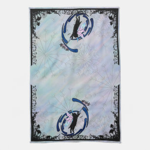 Cosmic Cat Dandelion Kitchen Towel