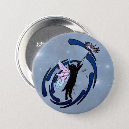 Cosmic Cat Dandelion Pinback Button