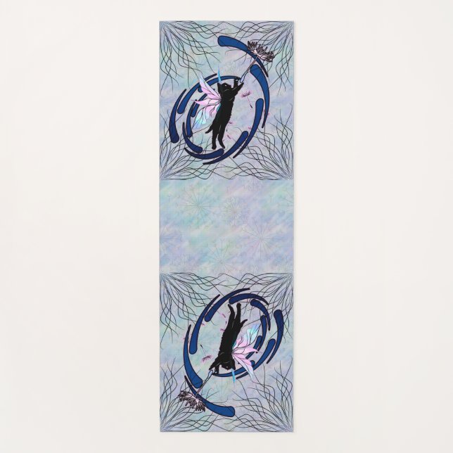 Cosmic Cat Dandelion Yoga Mat (Front)
