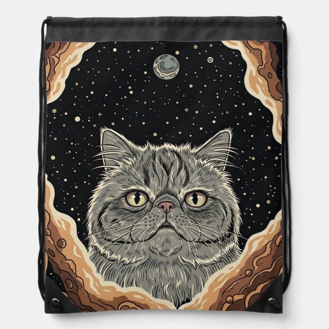 Cosmic Cat Drawstring Bag (Front)