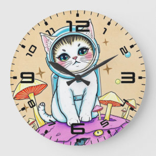 Cosmic Cat Dreams Retro Clock