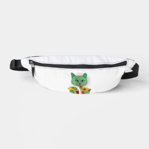 Cosmic Cat eating Pizza and Taco Fanny Pack