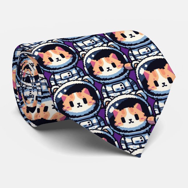 Cosmic Cat Explorer Neck Tie (Rolled)