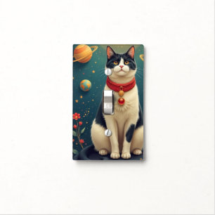 Cosmic cat folk art Light Switch Cover