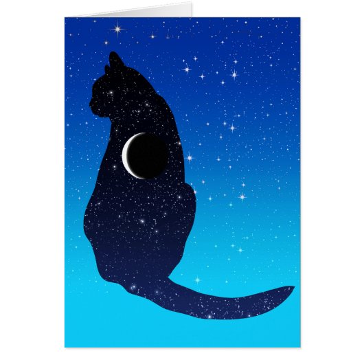 Cosmic Cat in Stars and Crescent Moon Pattern Cards (Front)