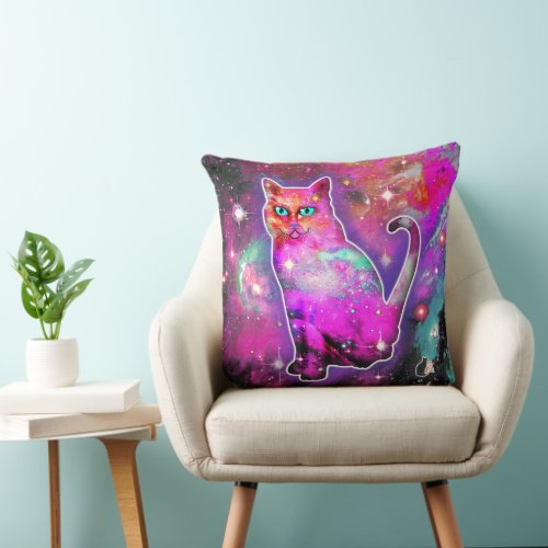 Cosmic Cat Iota Throw Pillow