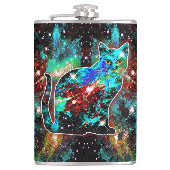 Cosmic Cat Lambda Flask (Front)