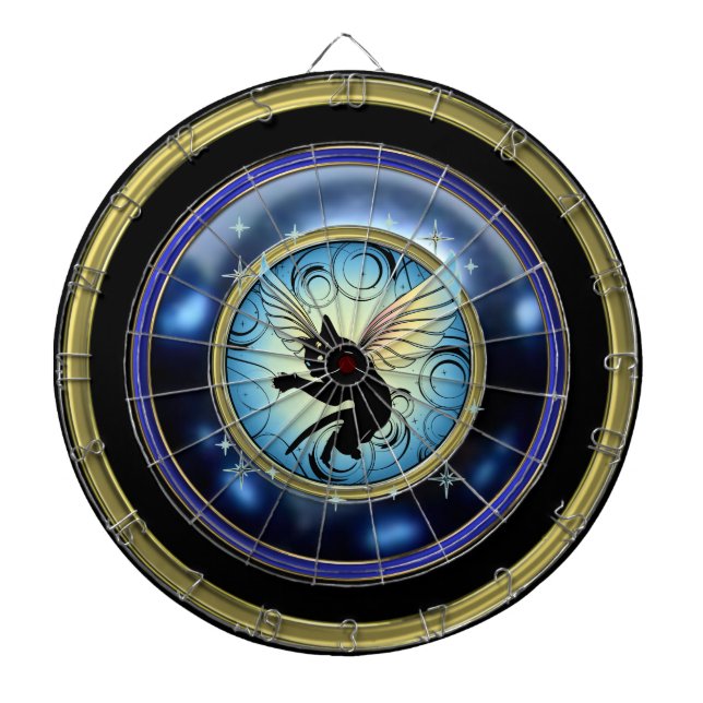 Cosmic Cat Moon and Stars Dart Board (Front)